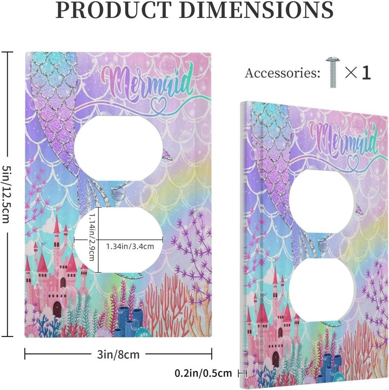 Sghxwp Silvery Glitter Cute Mermaid Tail Fantasy Castle Single Duplex Wall Plate Covers Light Switch Cover 1 Gang Outlet Plate Decorative Switchplate Covers Electrical Faceplate for Kidroom Nursery Decor - Image 5